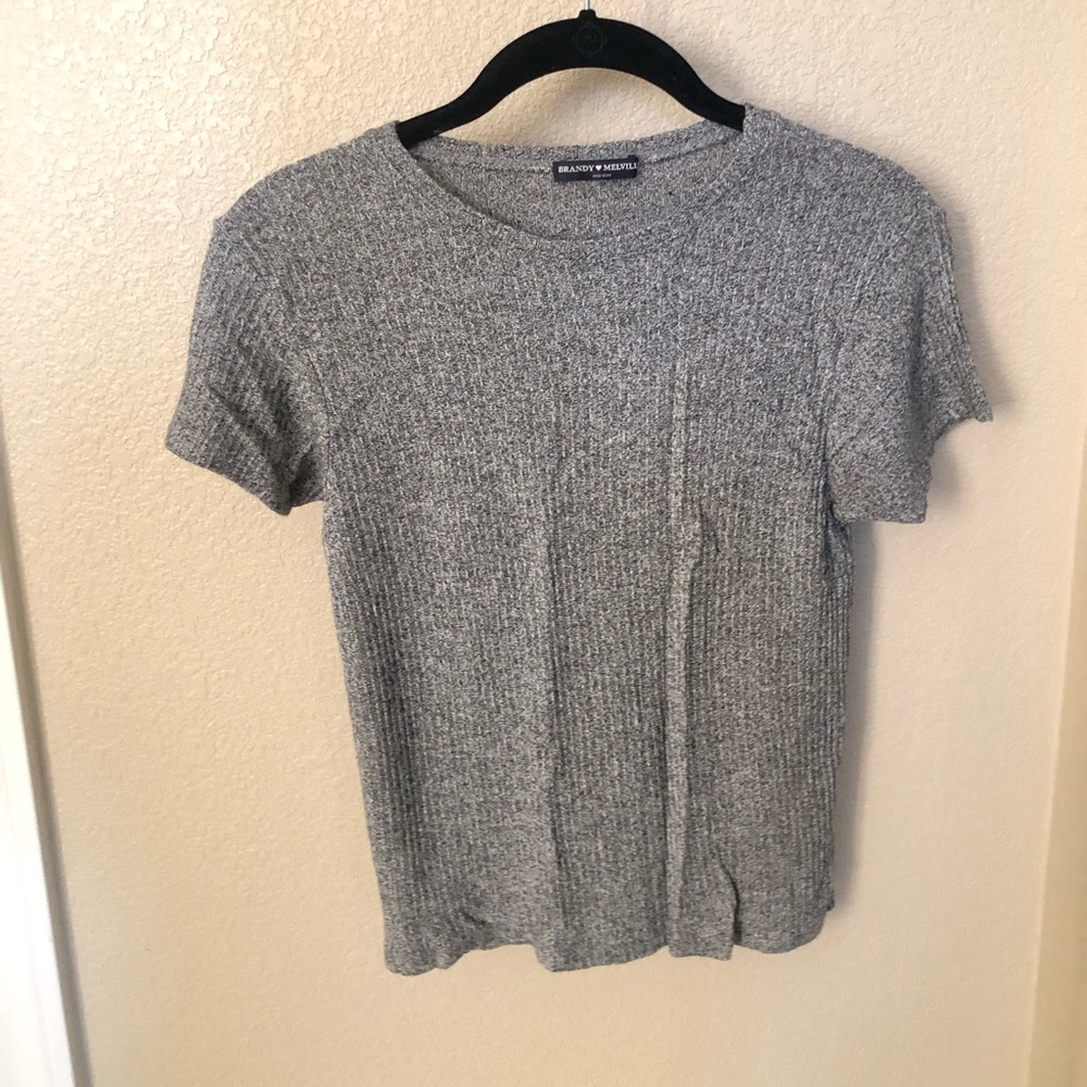 Brandy Melville Grey Textured Tee